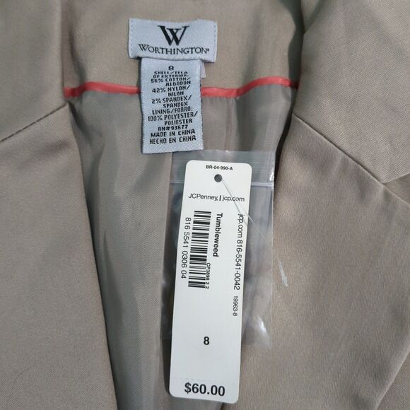 Worthington Brown Blazer/Jacket Single Button new with tags 8 office career work - Picture 3 of 6